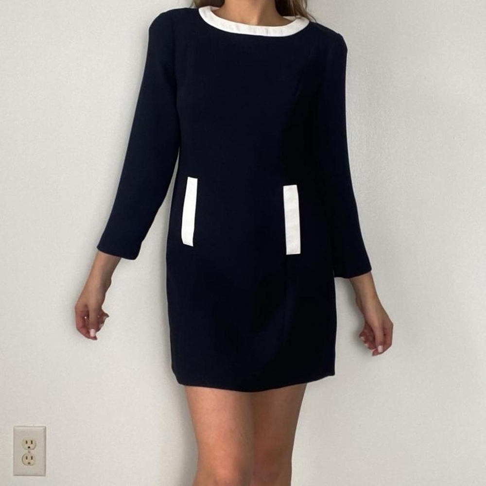 liz claiborne vintage black + white mod mini dress